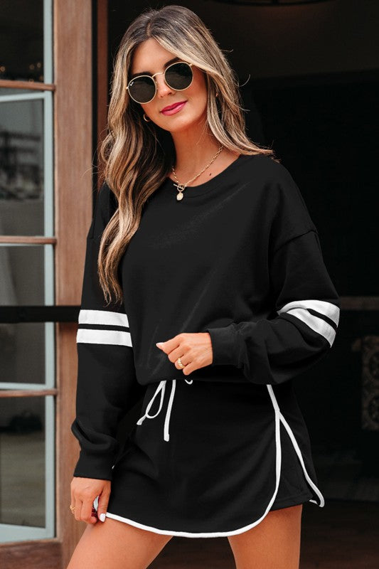 Conjunto de jersey y minifalda Varsity Stripe