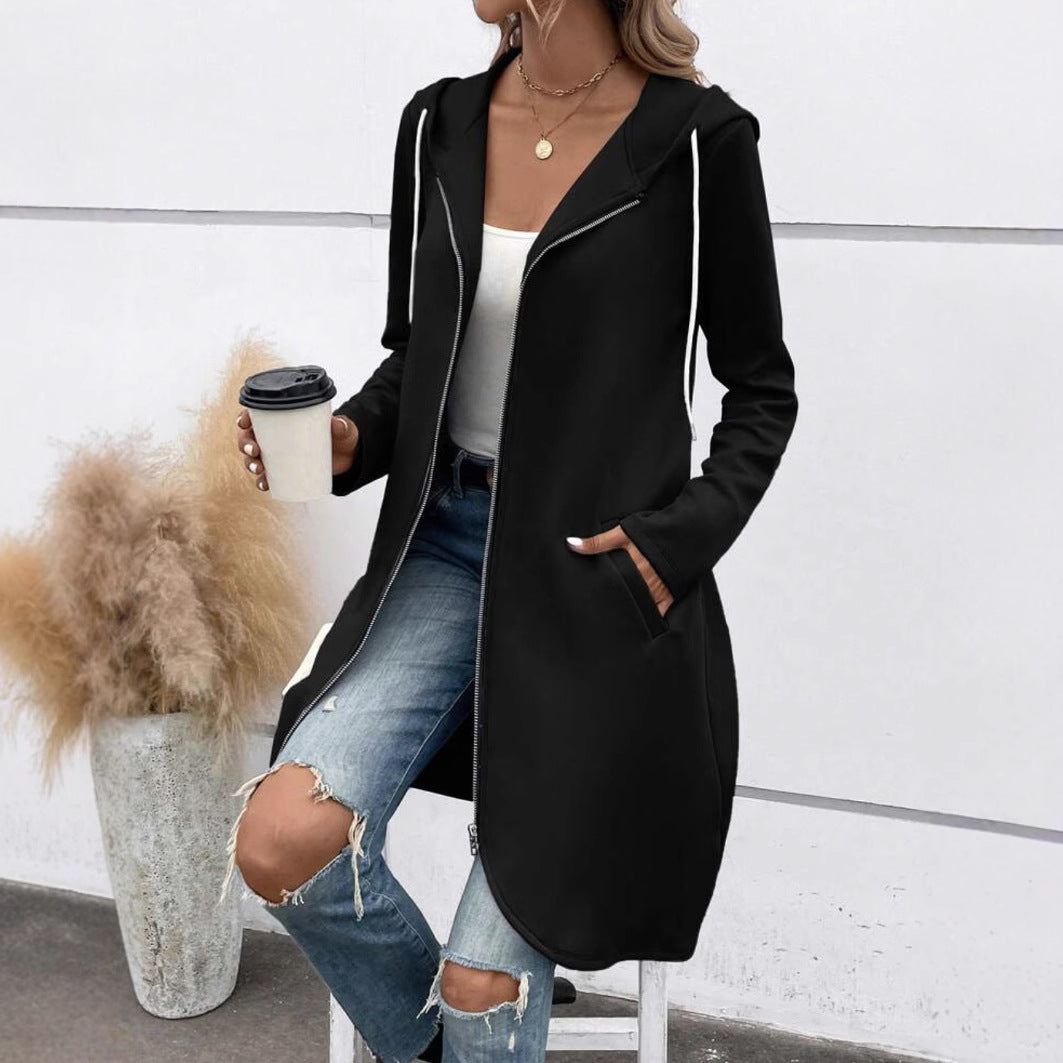 Sudadera de terciopelo con capucha y cremallera para mujer | Ropa urbana cómoda