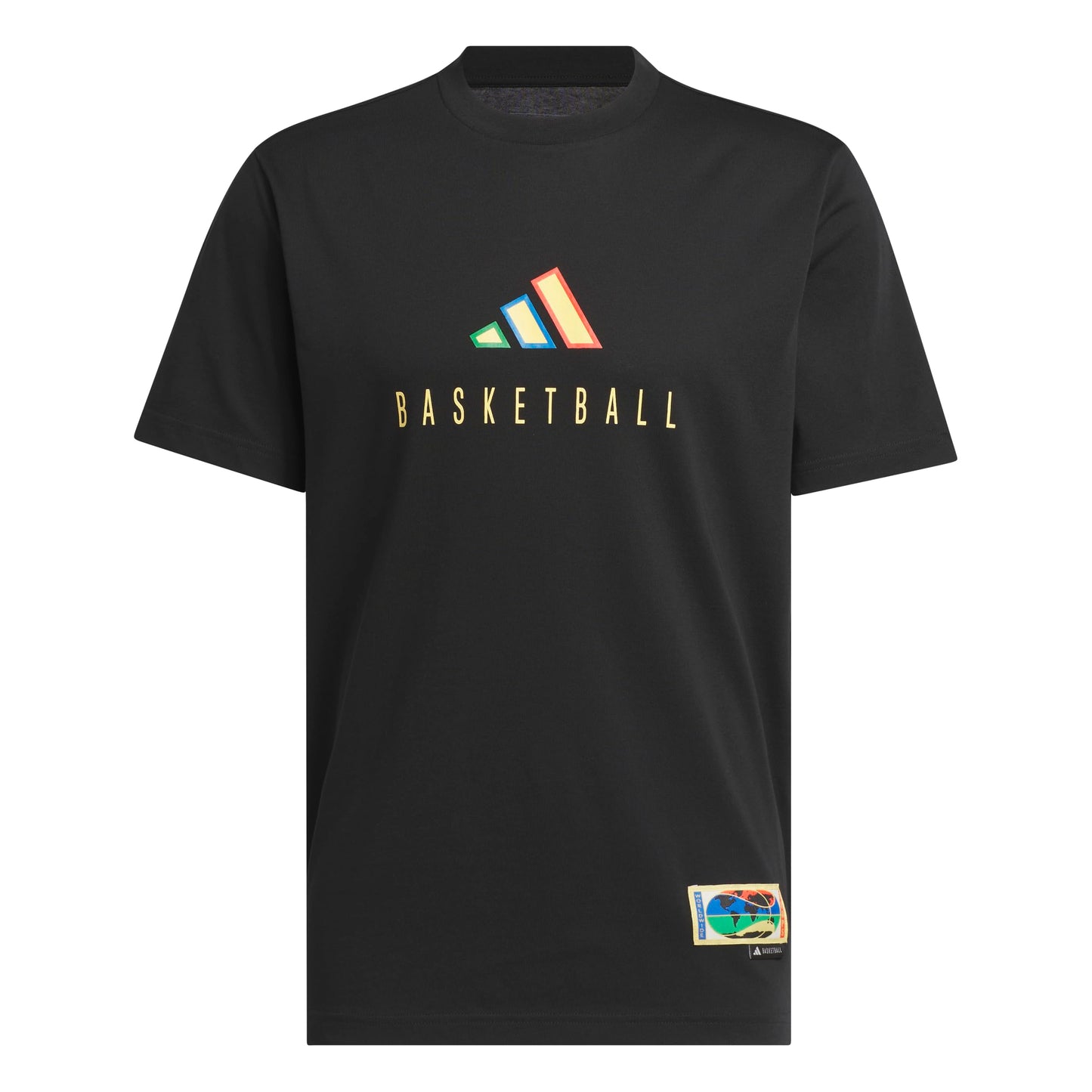 adidas Mens Worldwide Hoops Logo Graphic Basketball T-Shirt Black
