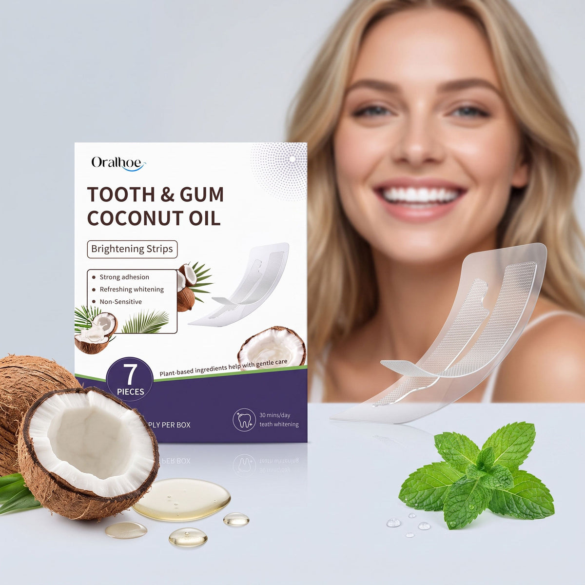 Coconut Oil Freshening Toothpaste, 7pcs, Oral Hygiene for Daily Oral Care