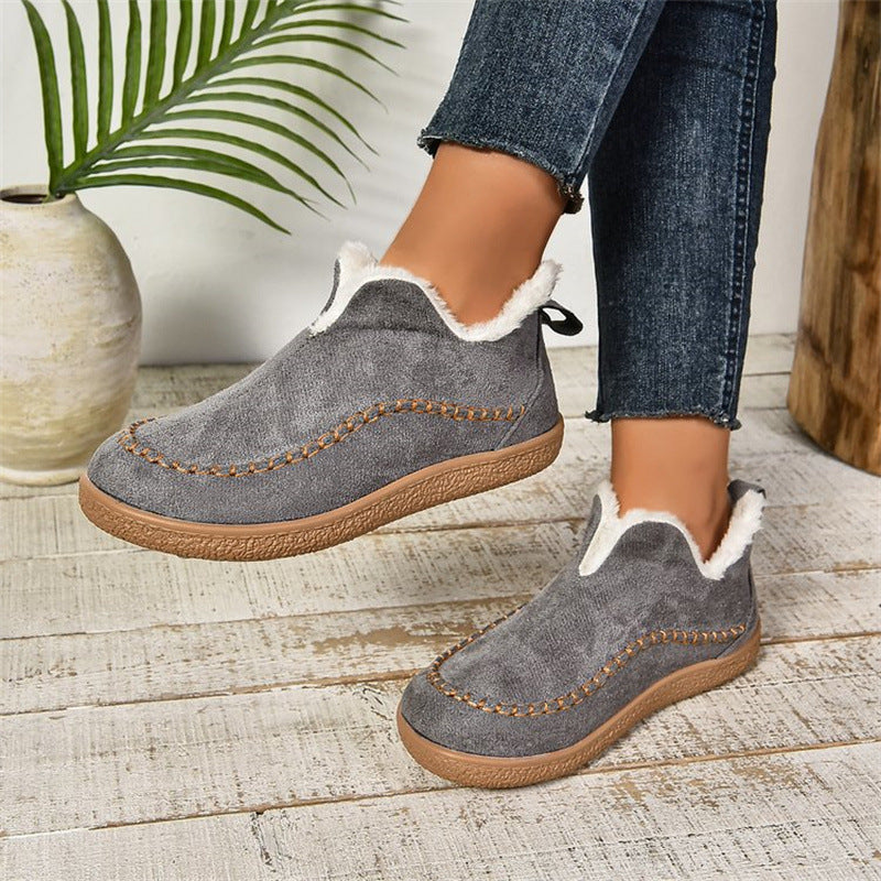 Women's V-Cut Plush Ankle Boots