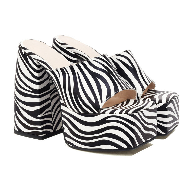 Women's High-Heel Striped Platform Sandals