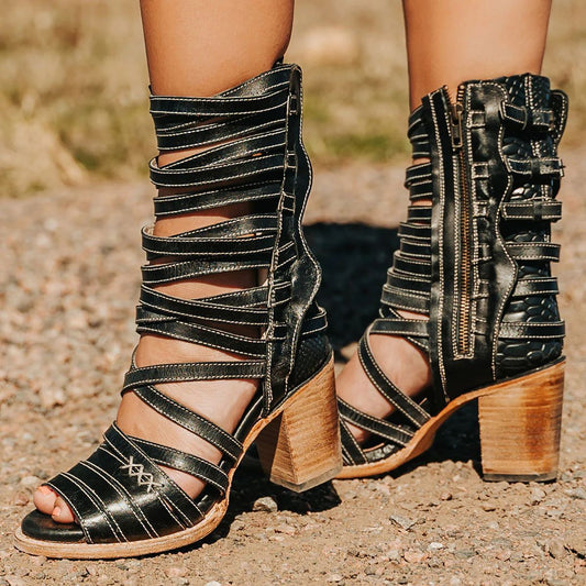 Womens Retro Stiletto-Strap Cutout Sandals See size chart under “more details”