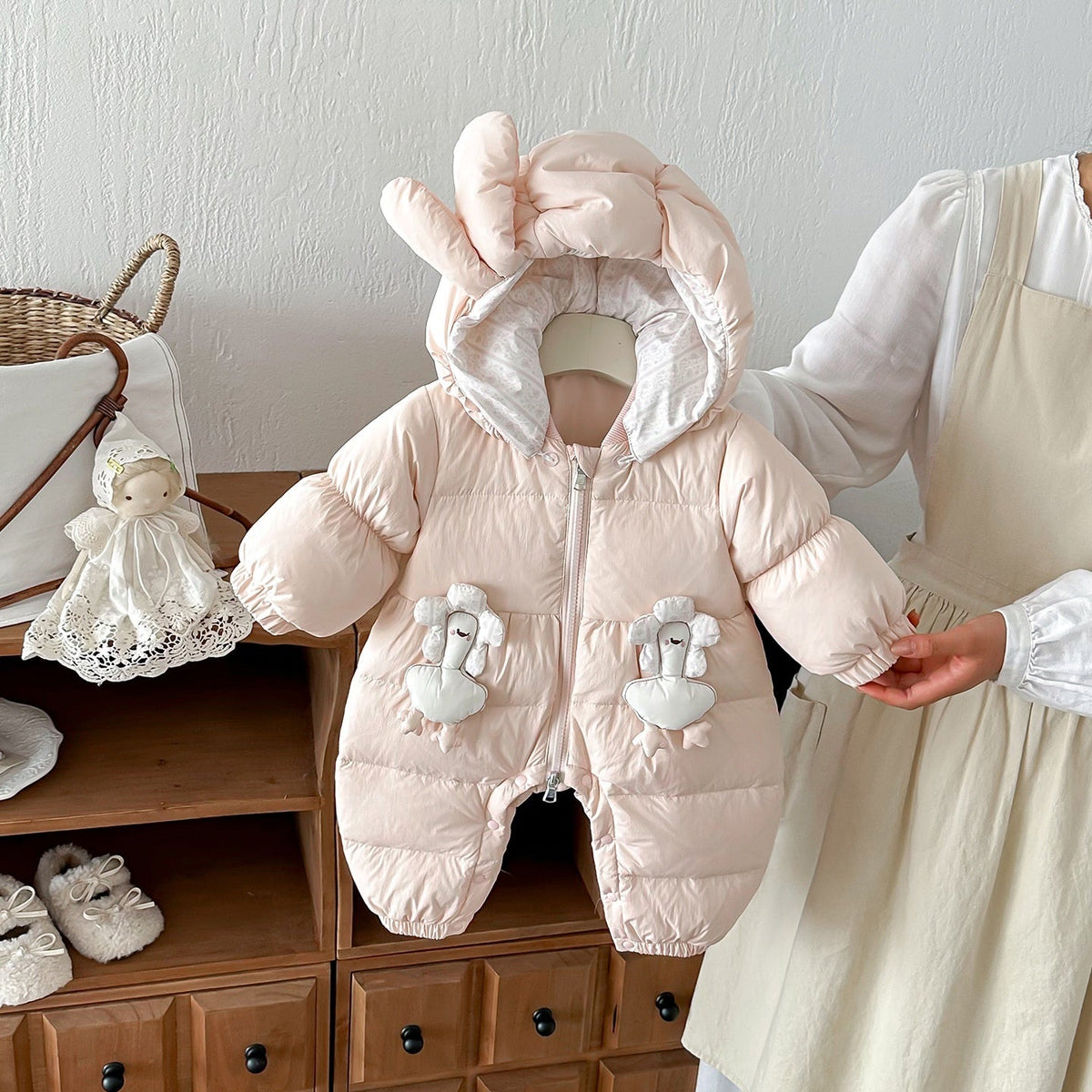 Baby Down Jacket Winter Outdoor Romper White Duck Down Clothing