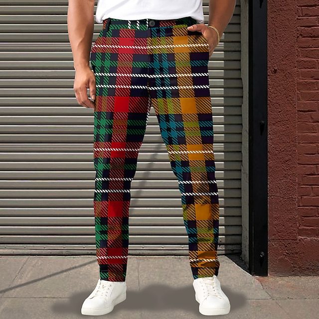 Men's Casual Sport Plaid Sweatpants