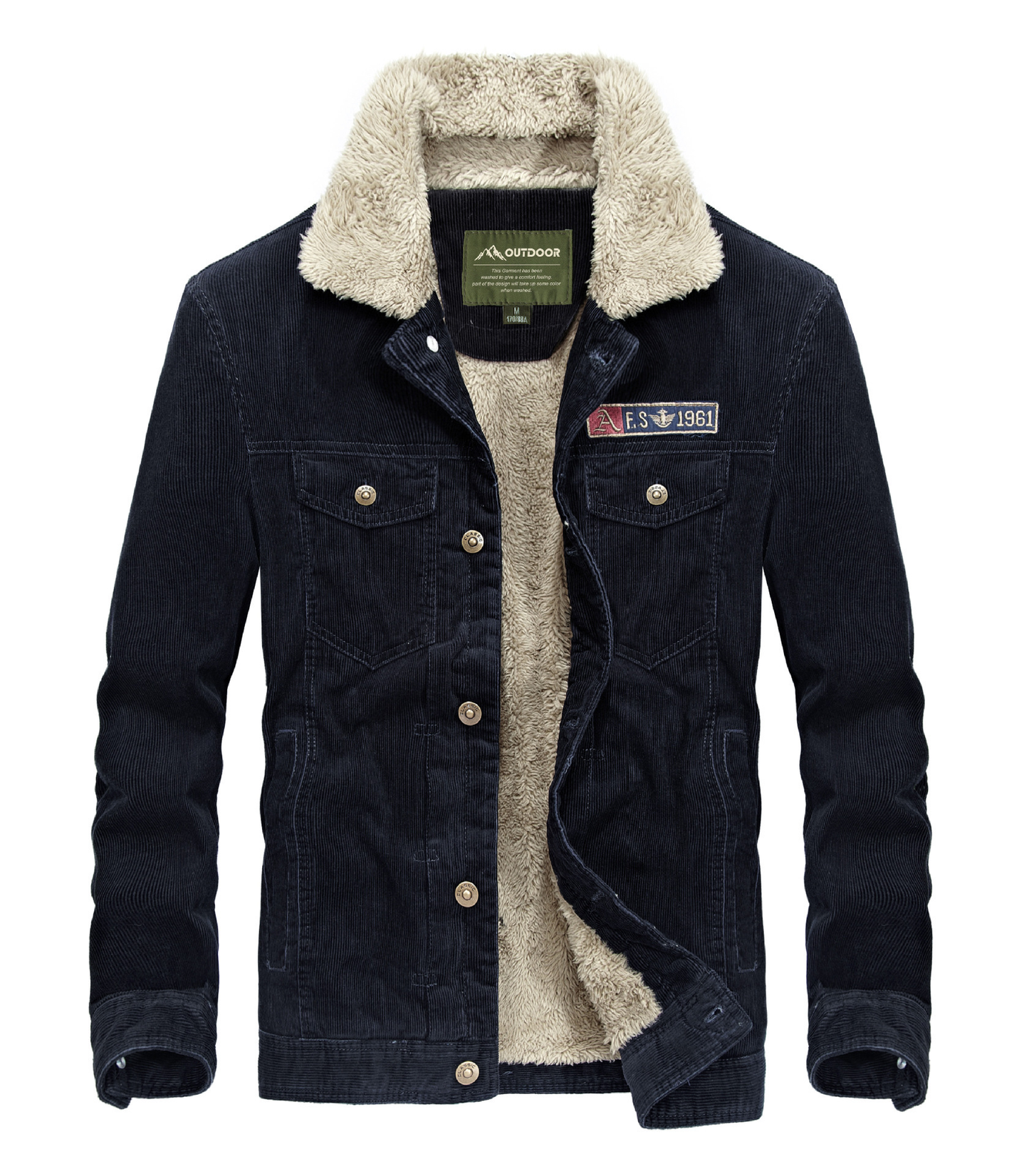 Men's Corduroy Jacket with Fleece Lining (Plus Size)