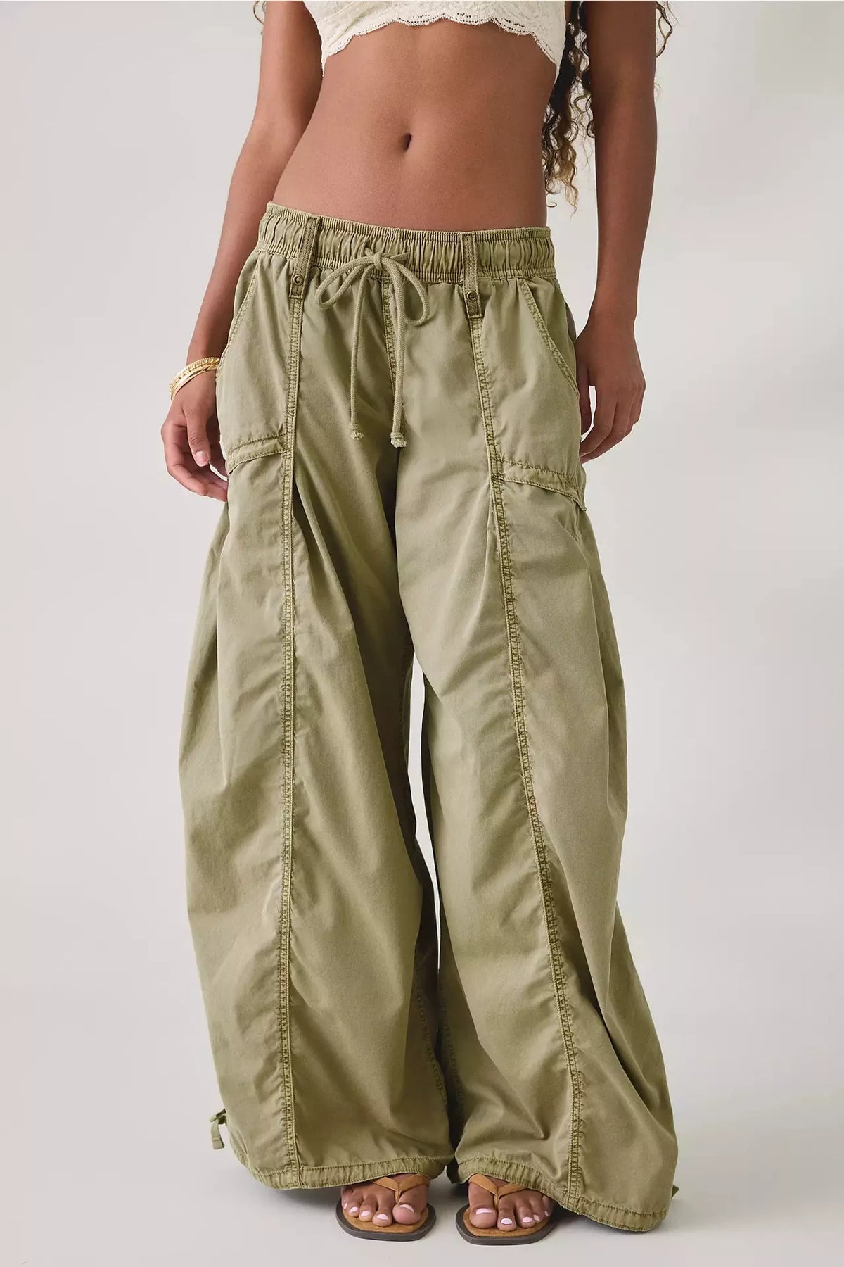 High-Waisted Cargo Wide-Leg Pants