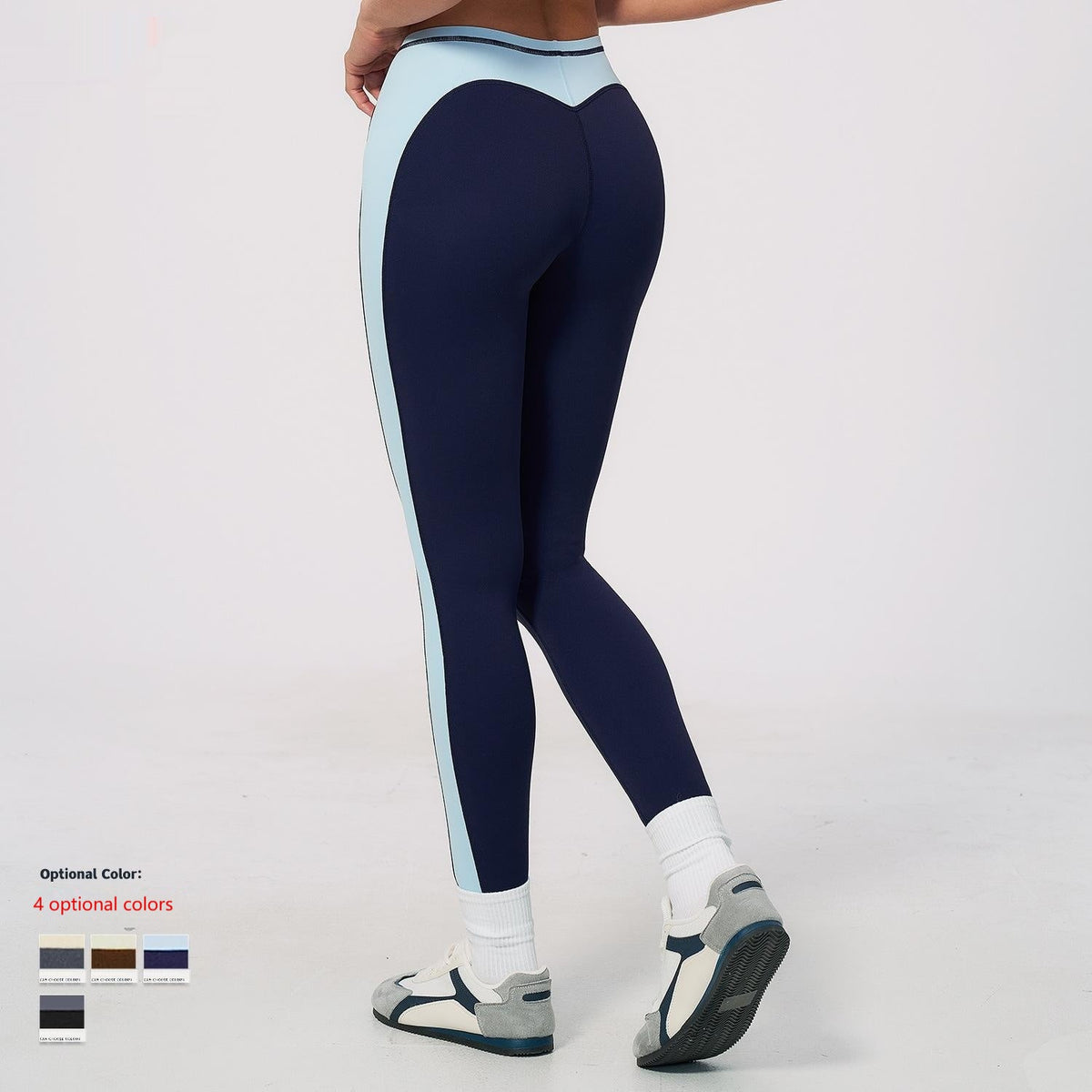 Contrast-color Yoga Pants With A Butt-lifting, High-elasticity Design