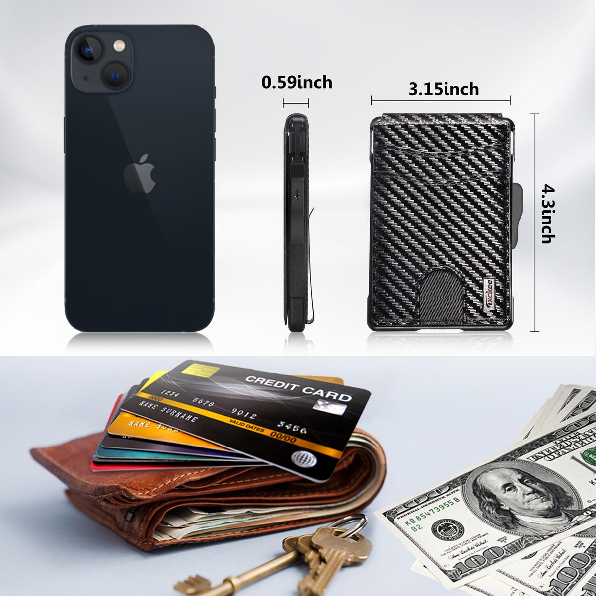 Carbon-Fiber Leather Card Holder Wallet Shoes