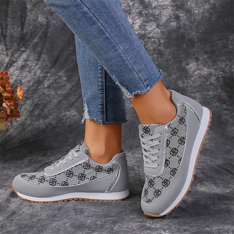 Zapatillas de lona con estampado floral y cordones – Zapatos de lona cómodos