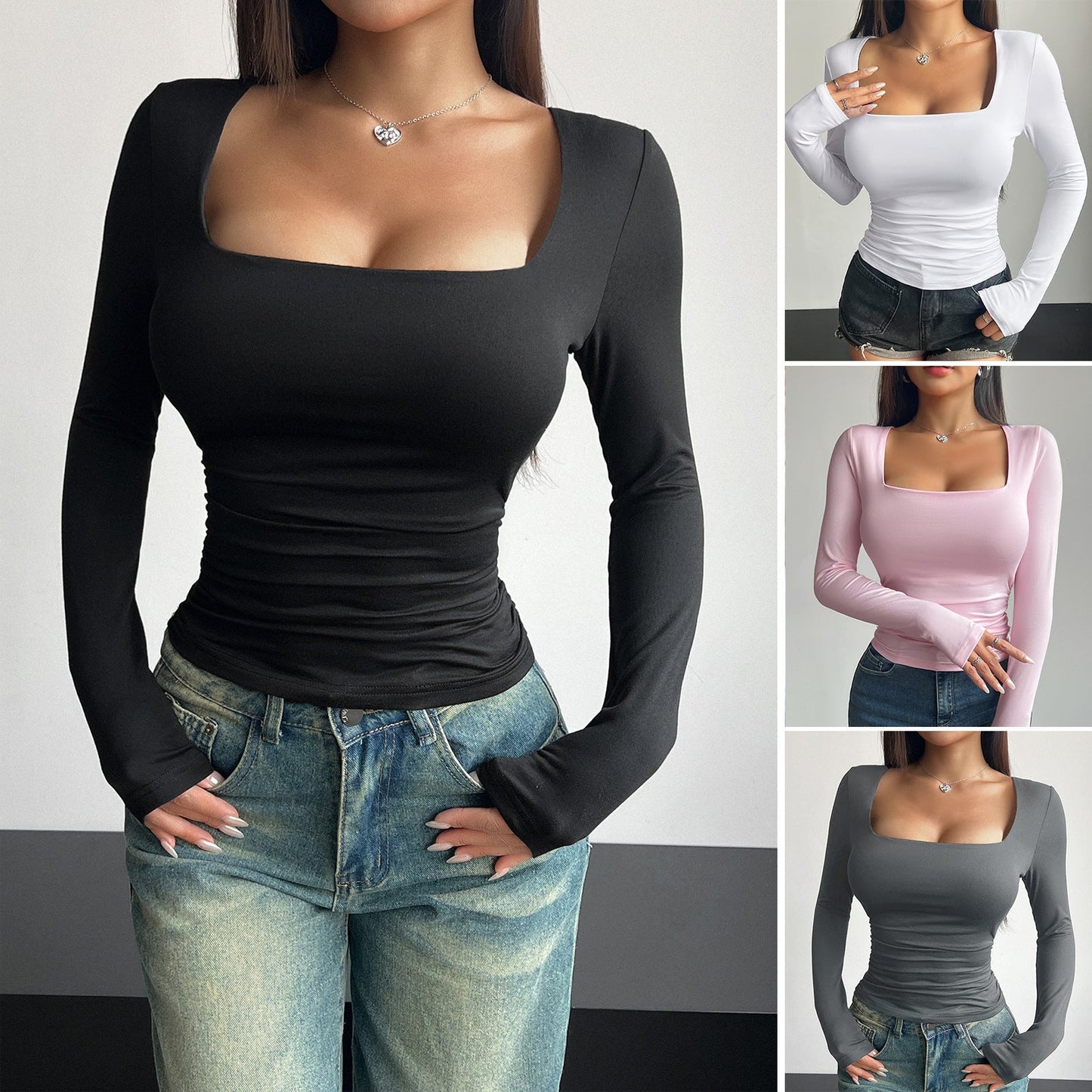 Jersey ajustado informal Tops de moda para mujer Ver la tabla de tallas en "más detalles"