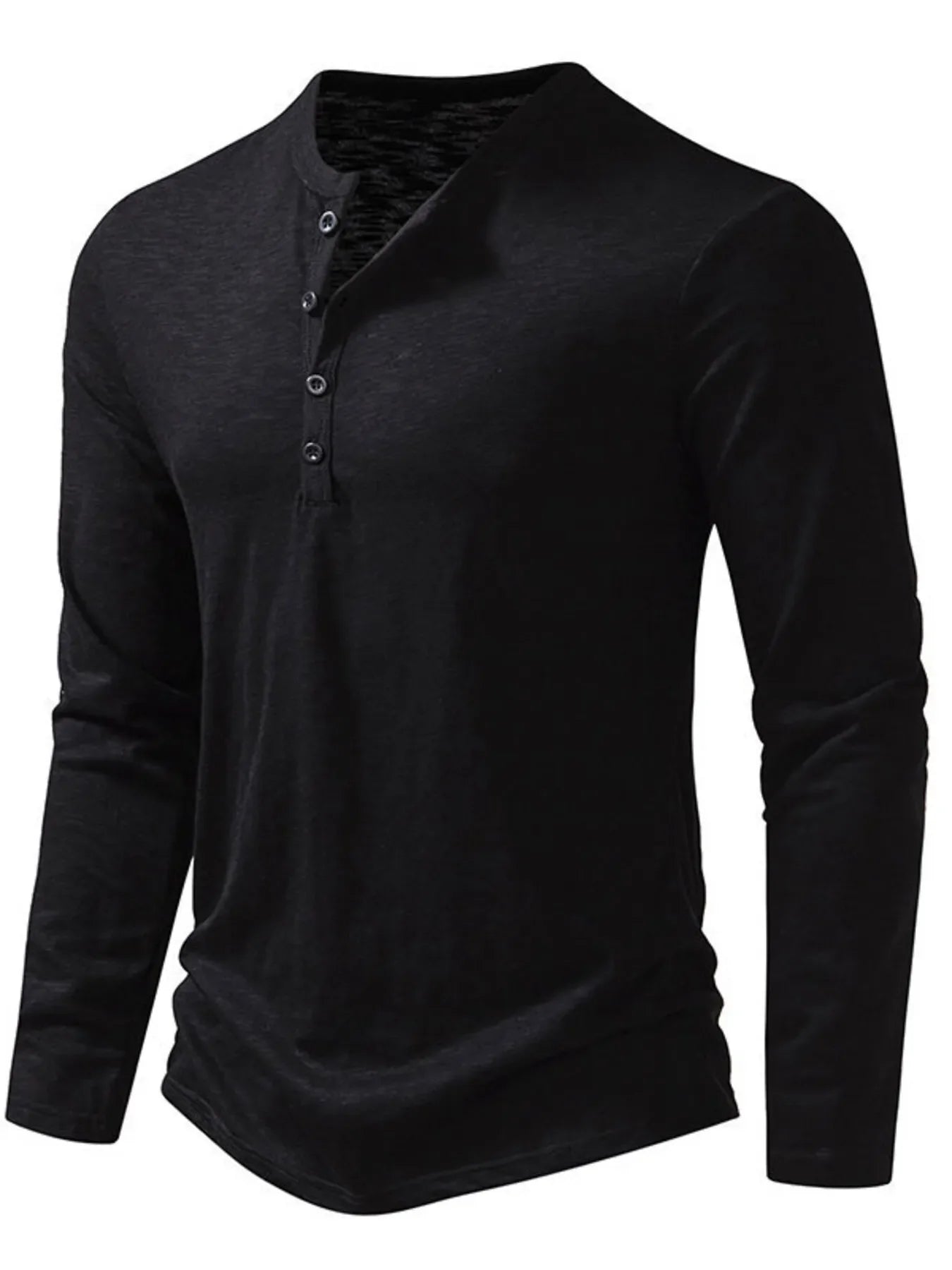 Camiseta de manga larga con botones para hombre