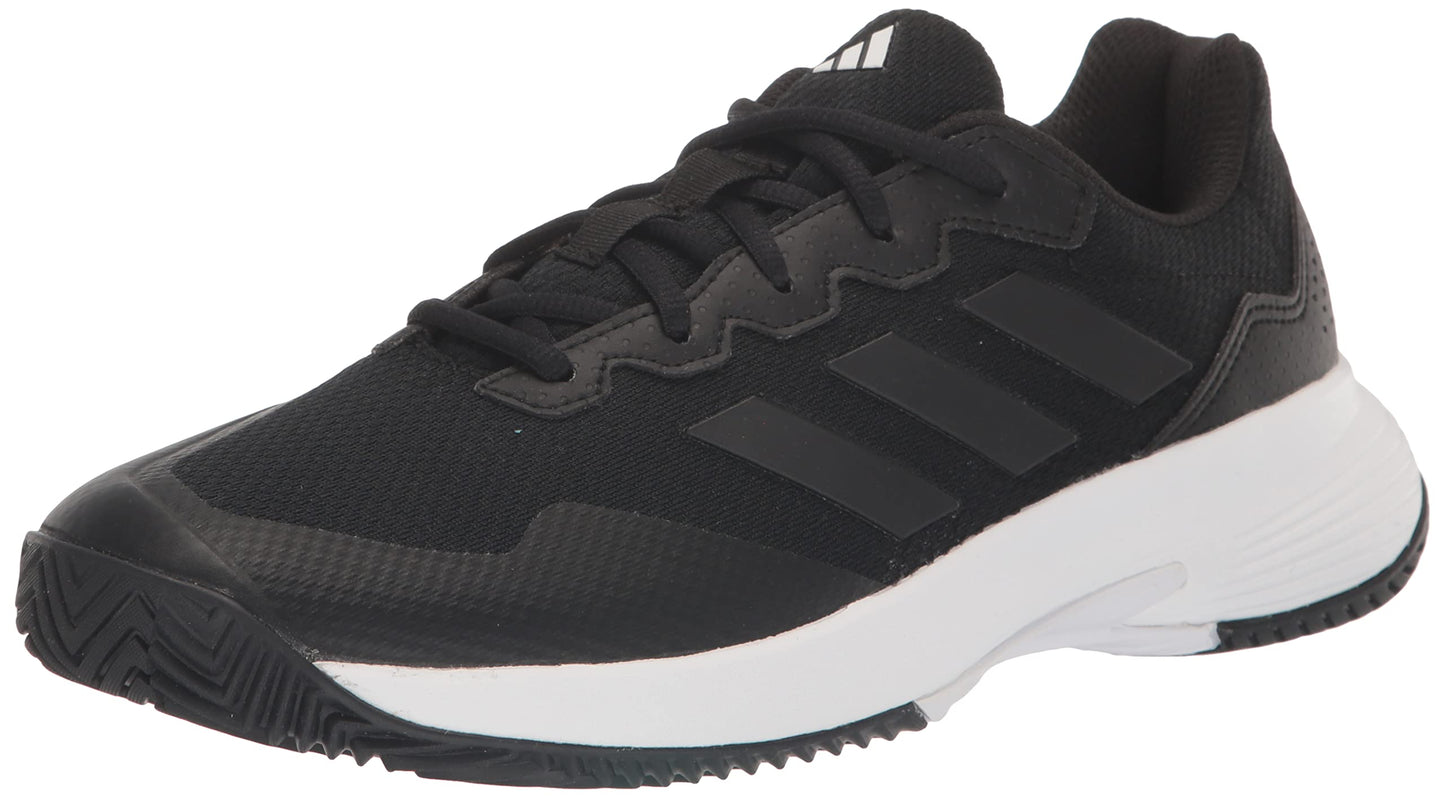 adidas Mens Gamecourt 2.0 Tennis Sneaker Black/Black/Grey 9.5