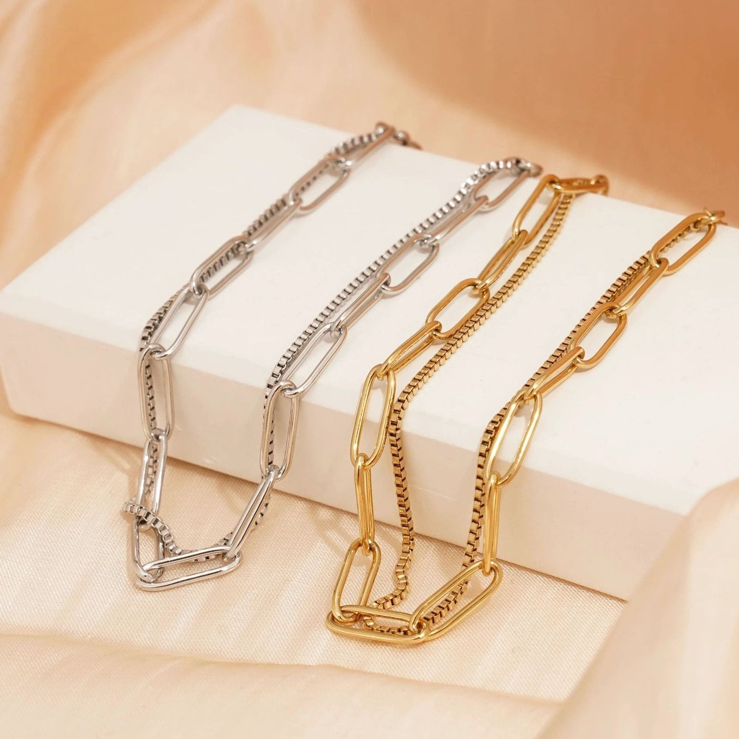 Double Layer Twin Titanium Steel Bracelet Ins Cold Style European And American Women