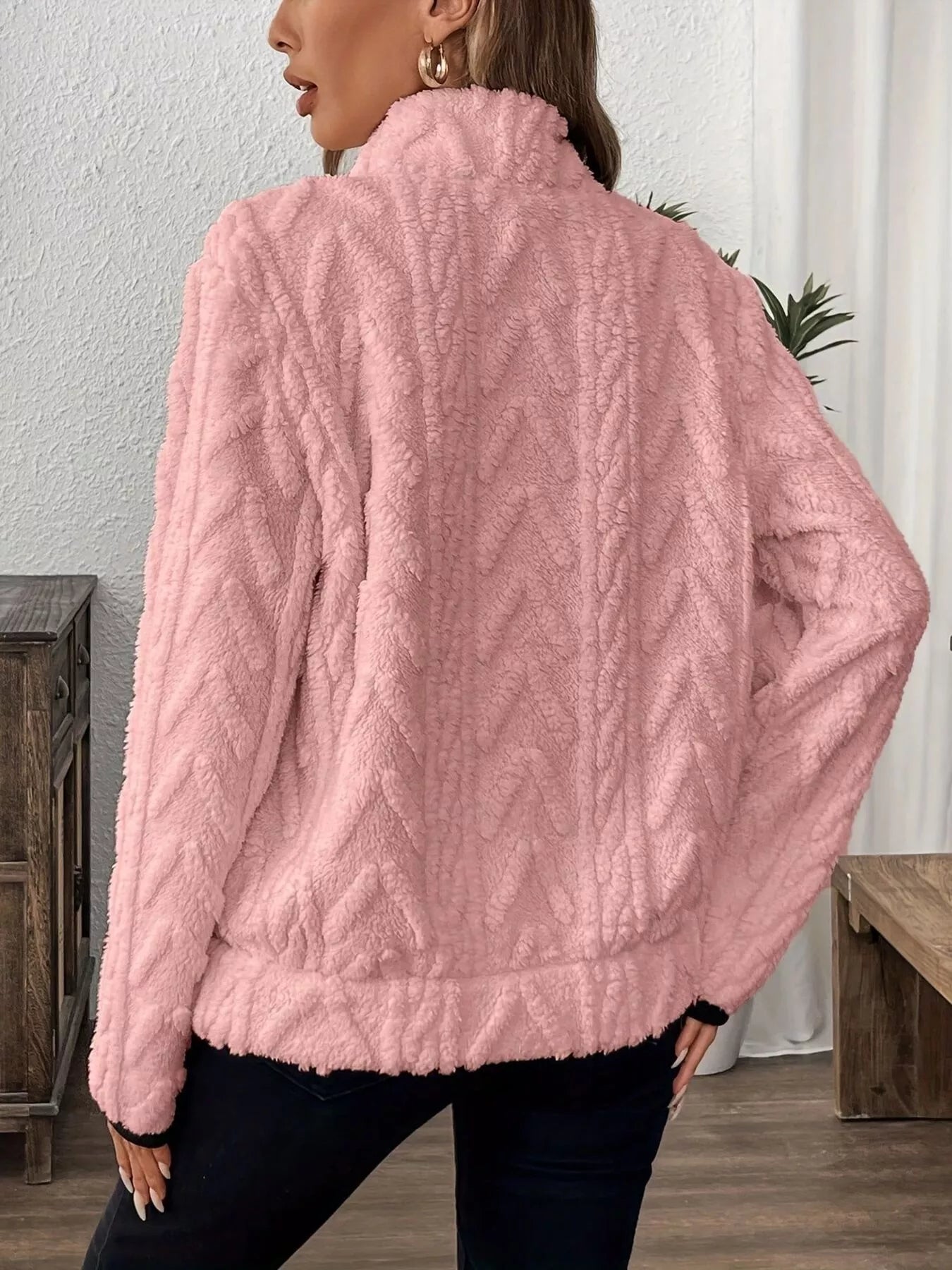 Sudadera polar de media cremallera de talla grande