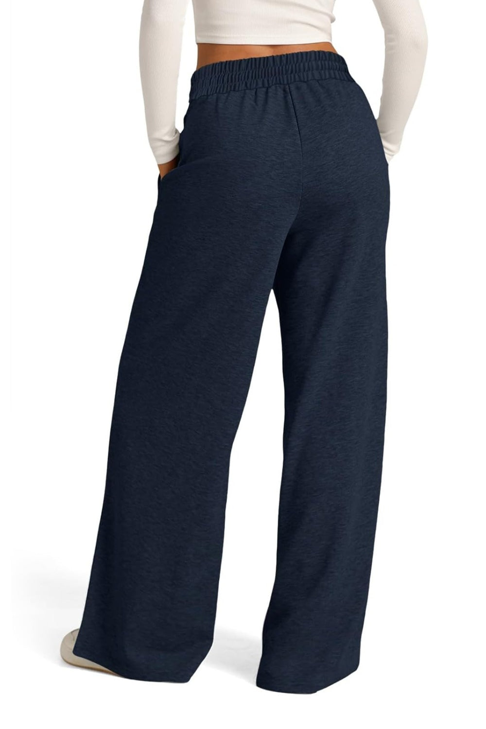 Pantalones de pernera ancha con cintura elástica y cordón ajustable
