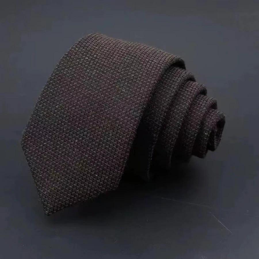 Men's Thickened Sanded Fabric Striped Solid Color Cotton Tie