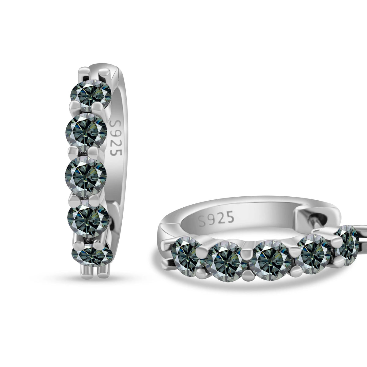3mm Moissanite 10-Stone Stud Earrings 925 Sterling Silver For Women