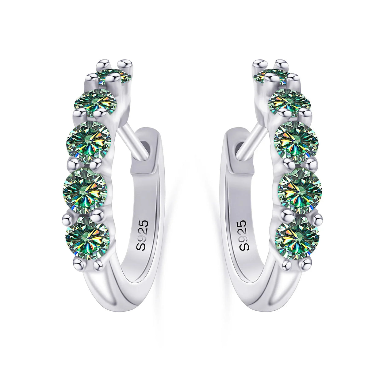 3mm Moissanite 10-Stone Stud Earrings 925 Sterling Silver For Women