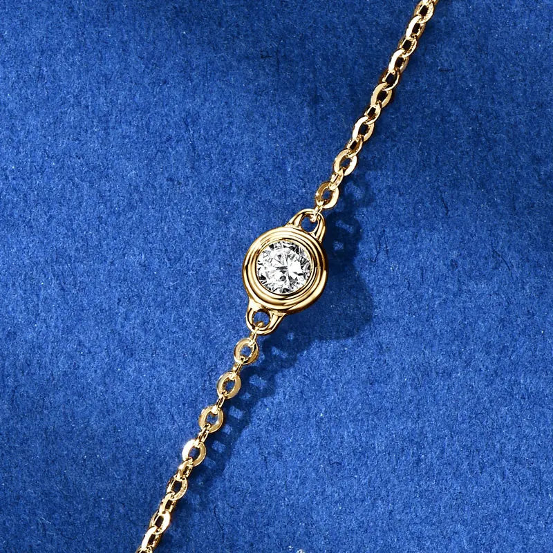 Bezel Moissanite Necklace, Bracelet & Stud Earring Set