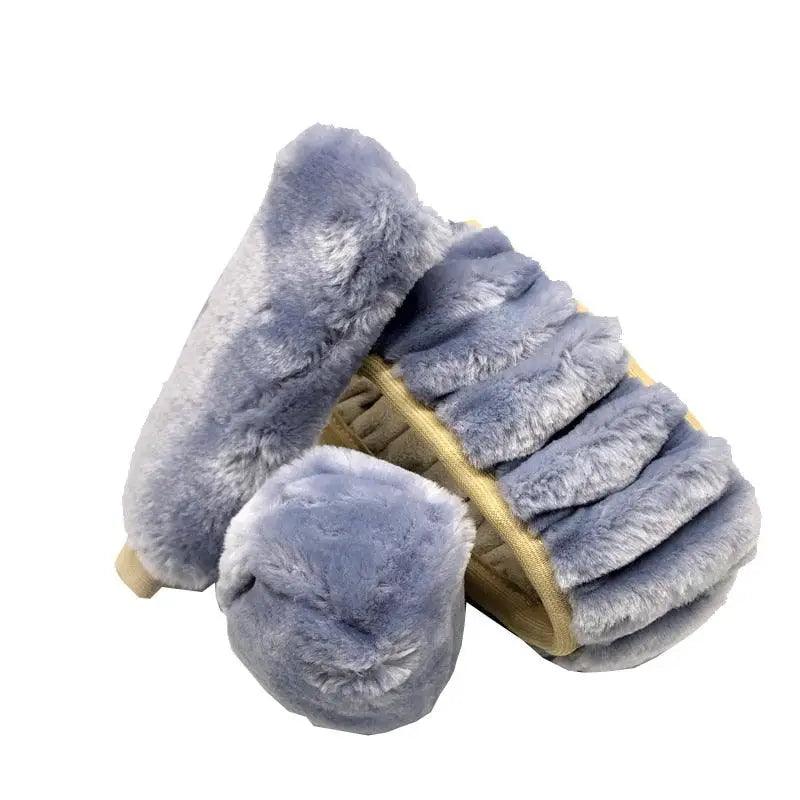 3Pcs Set Winter Fashion Wool Fur Soft Furry Car Steering Wheel Covers 16 Colors Winter Universal Hand Brake Gear Cover  Car Accessories