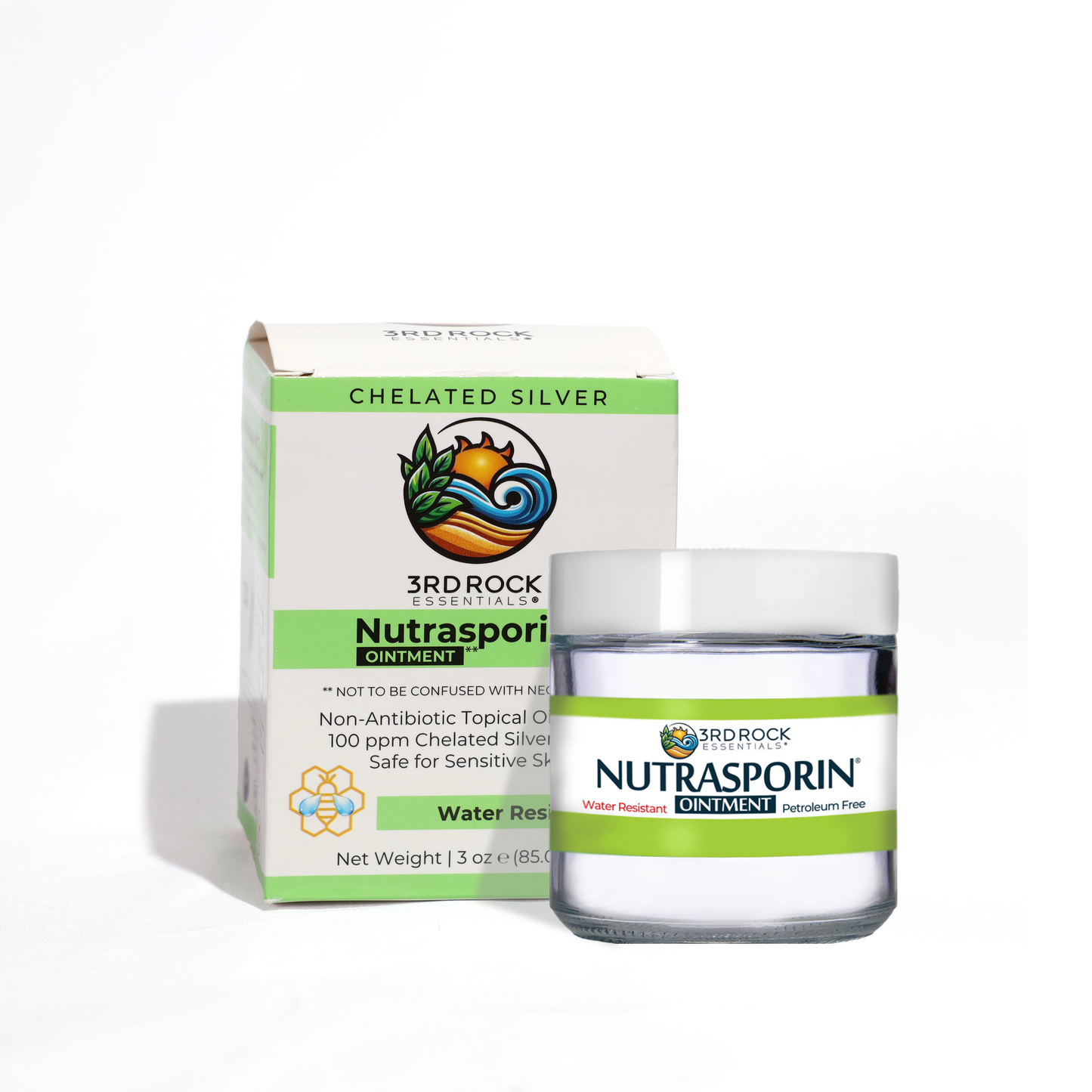 Nutrasporin® - 3oz JAR - All Natural First Aid Ointment 100ppm Silver Gel (Water Resistant)