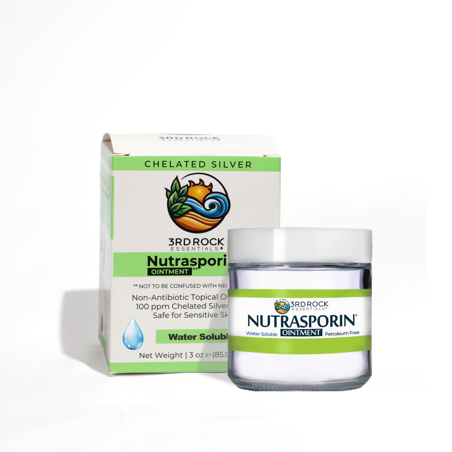 Nutrasporin® - 3 oz JAR - All Natural First Aid Ointment 100ppm Silver Gel