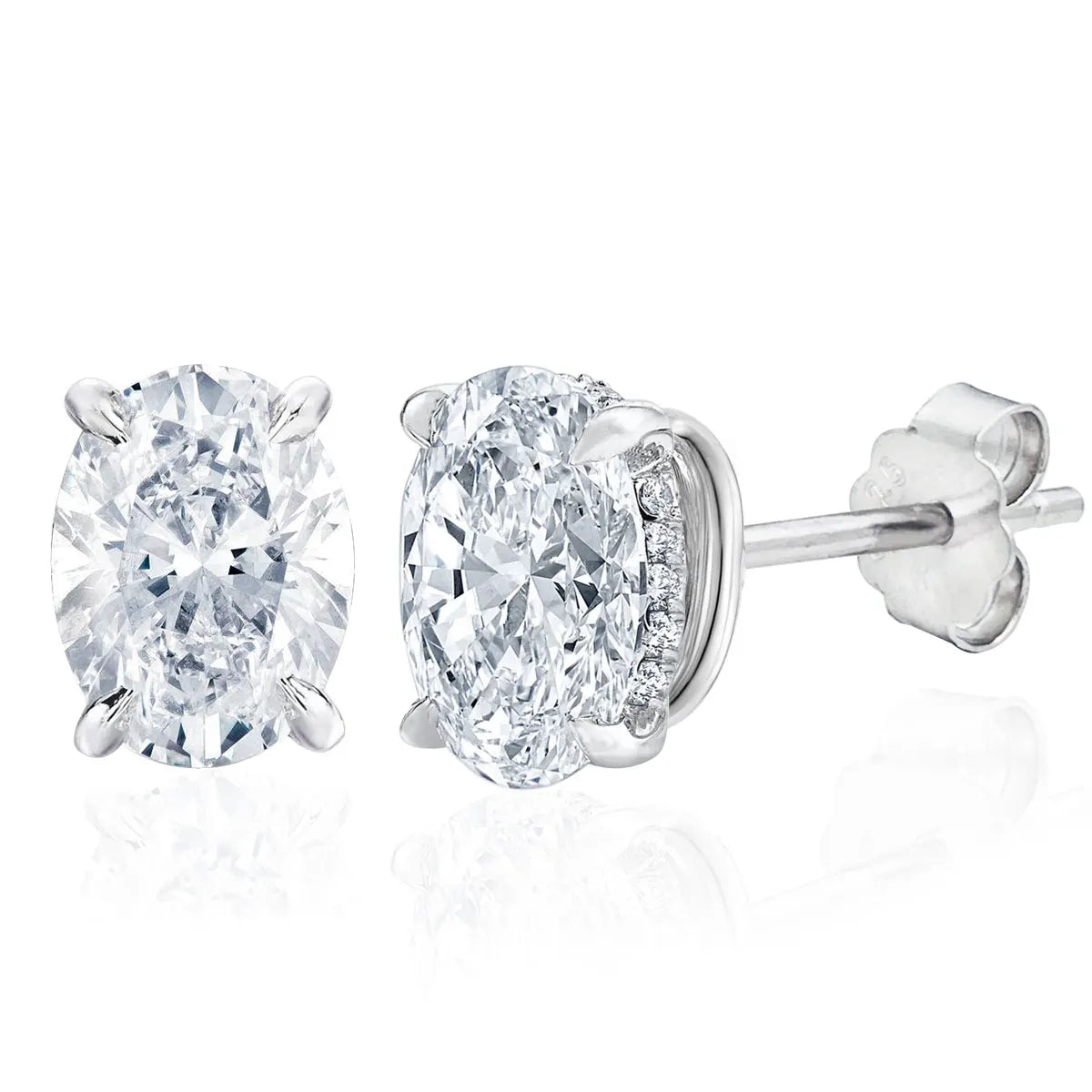 Oval Moissanite Stud Earrings in Sterling Silver