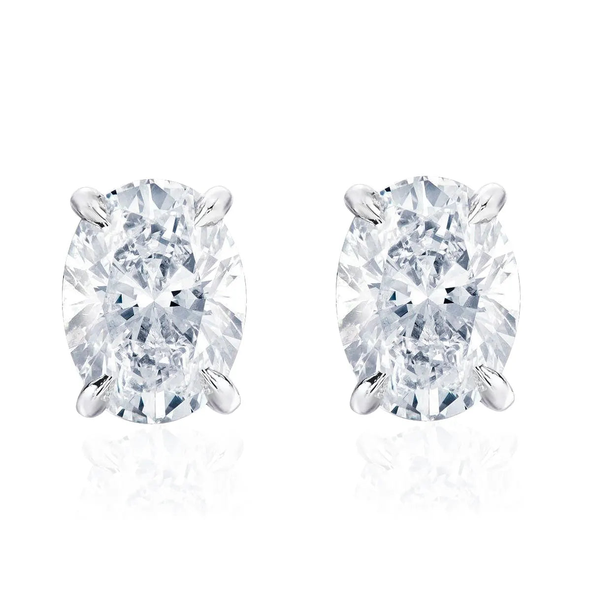 Oval Moissanite Stud Earrings in Sterling Silver