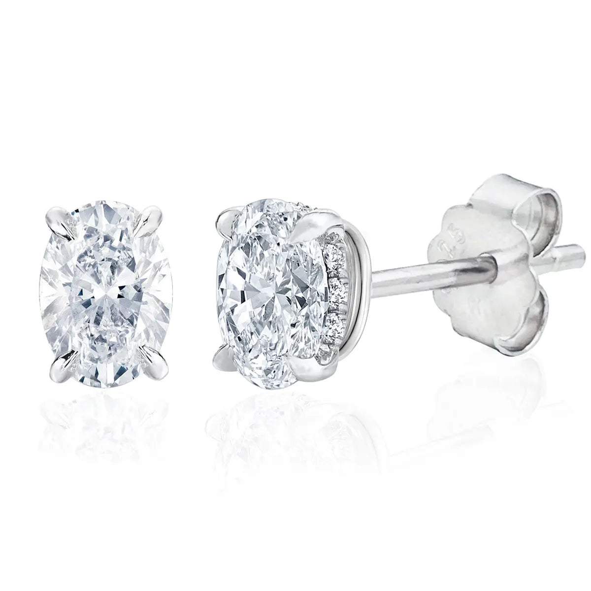 Oval Moissanite Stud Earrings in Sterling Silver