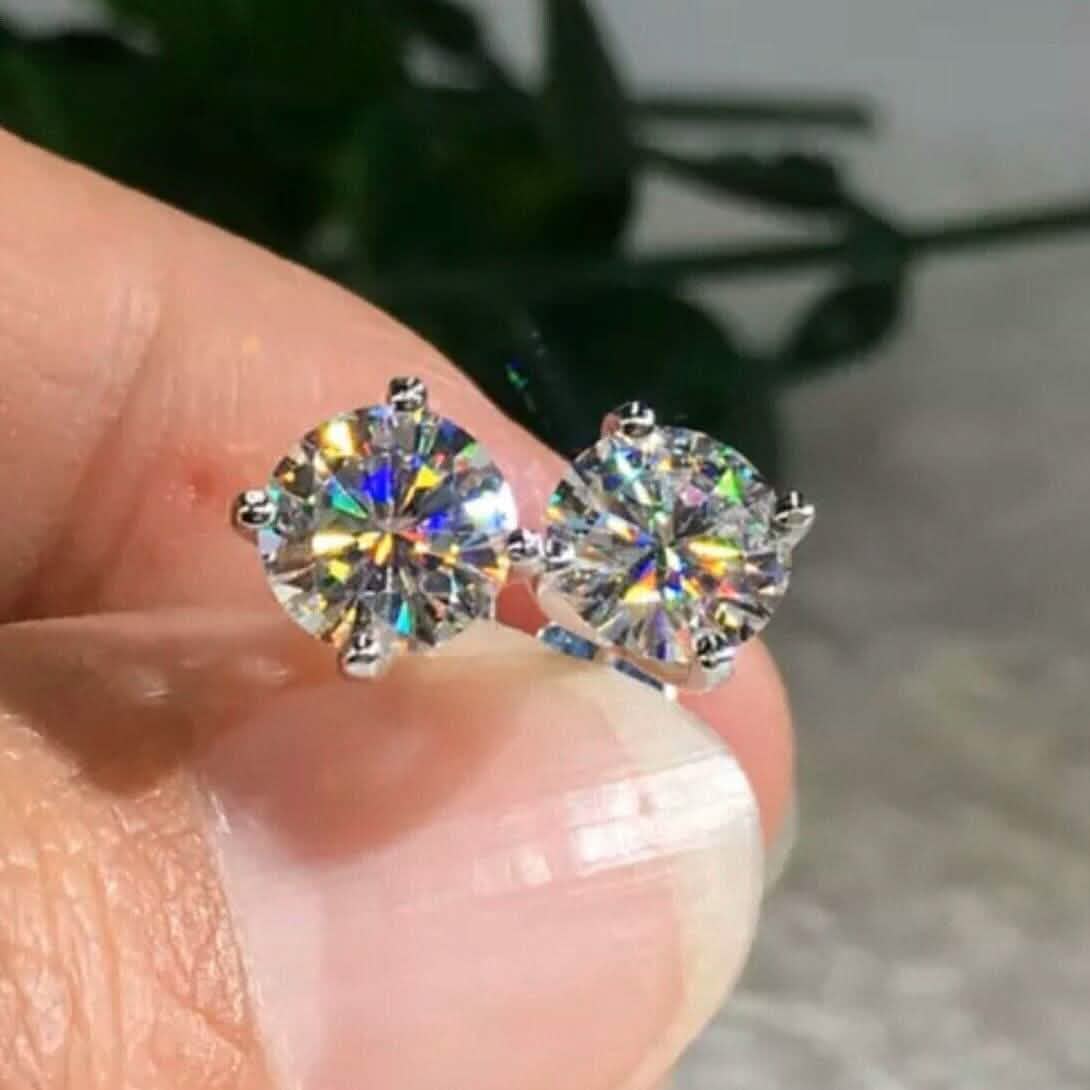 4 Ct Round Cut FL/D Lab Created White Sapphire Stud Earrings 14K White Gold