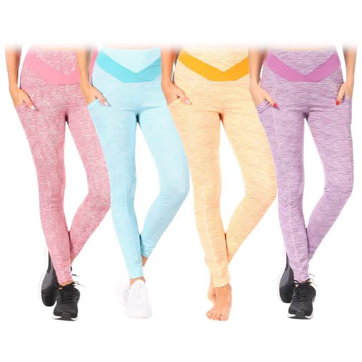 4-Pack: Women's Tummy Control Active Leggings with Pockets
