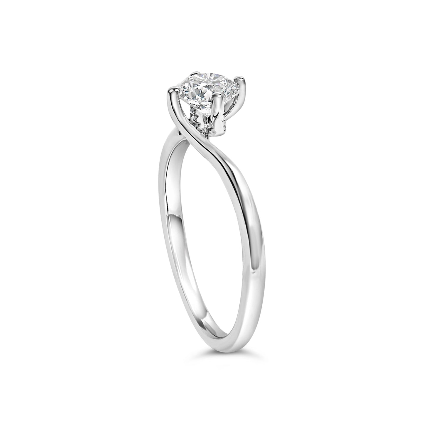 14K White Gold 4/5 Cttw Round Lab Grown Diamond Bypass Solitaire Engagement Ring (F-G Color, VS1-VS2 Clarity) - Ring Size 5
