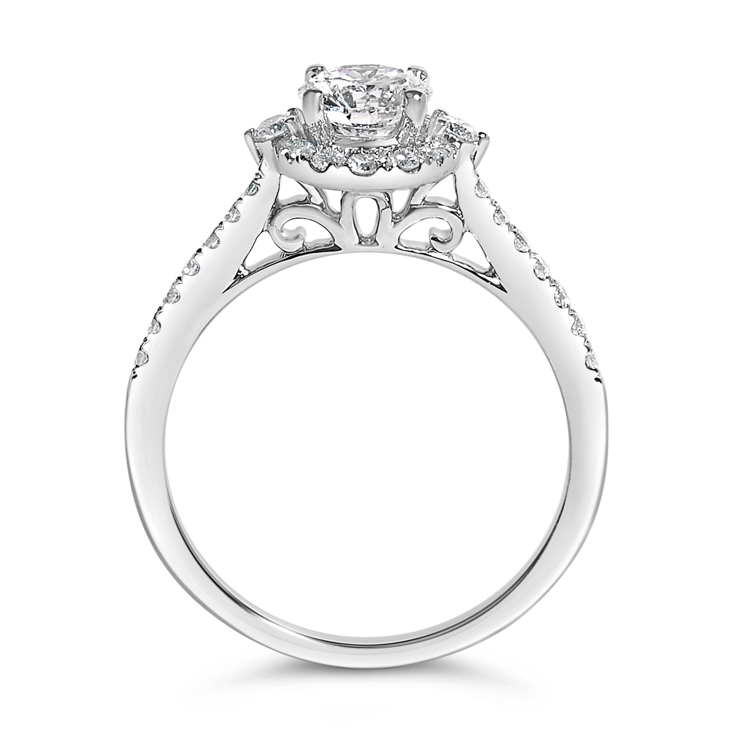 14K White Gold 1.00 Cttw Lab-Grown Diamond Oval Shaped Halo Engagement Ring (F-G Color, VS1-VS2 Clarity) - Ring Size 7