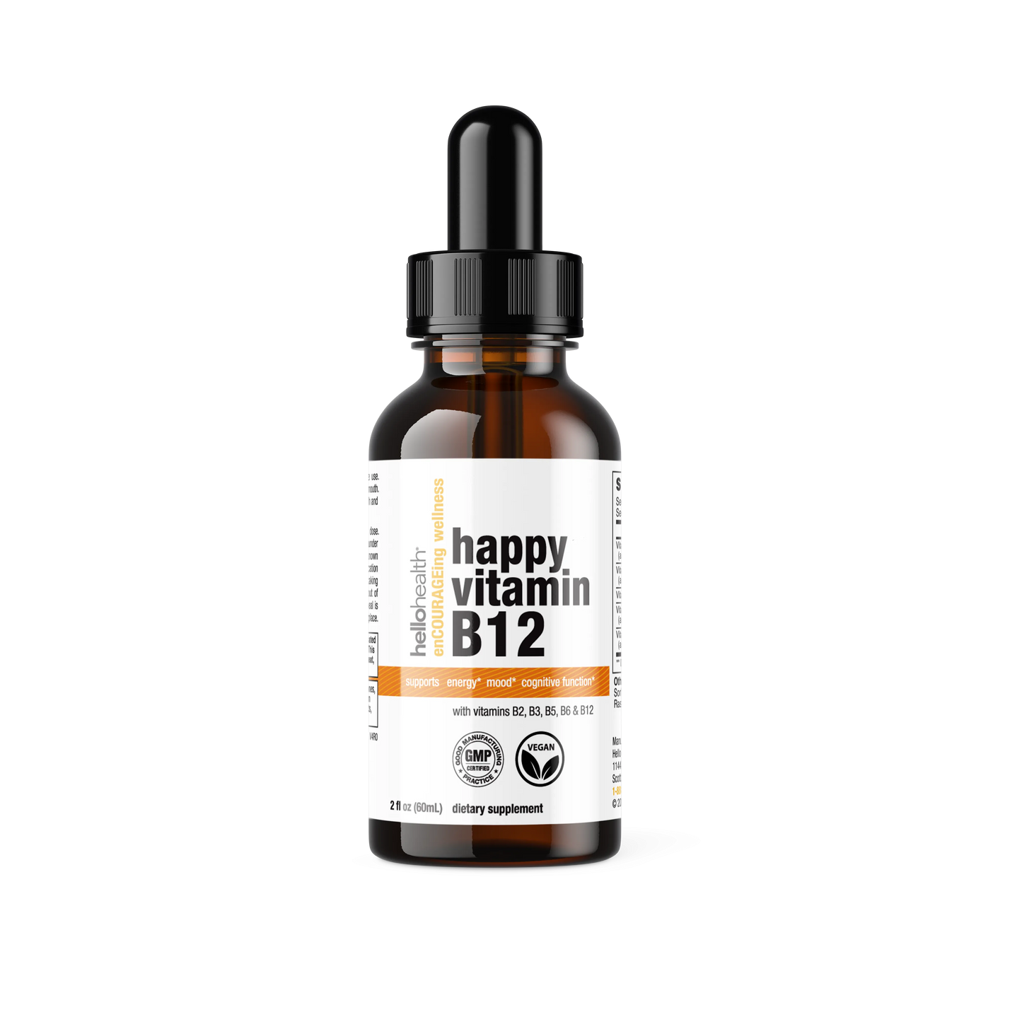 Happy Energy Vitamin B12 Plus – B12 Complex with B2, B3, B5 & B6 for Energy, Focus & Mood Support