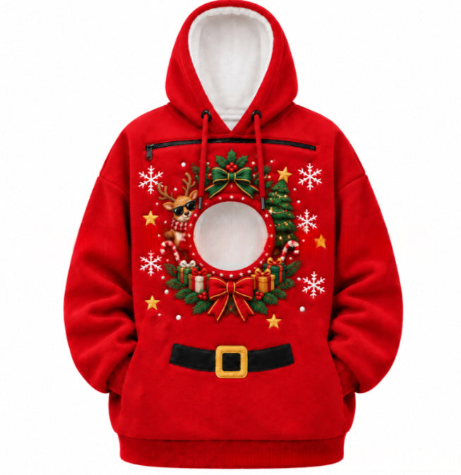 Unisex Christmas Pet Pocket Long Sleeve Sweatshirt