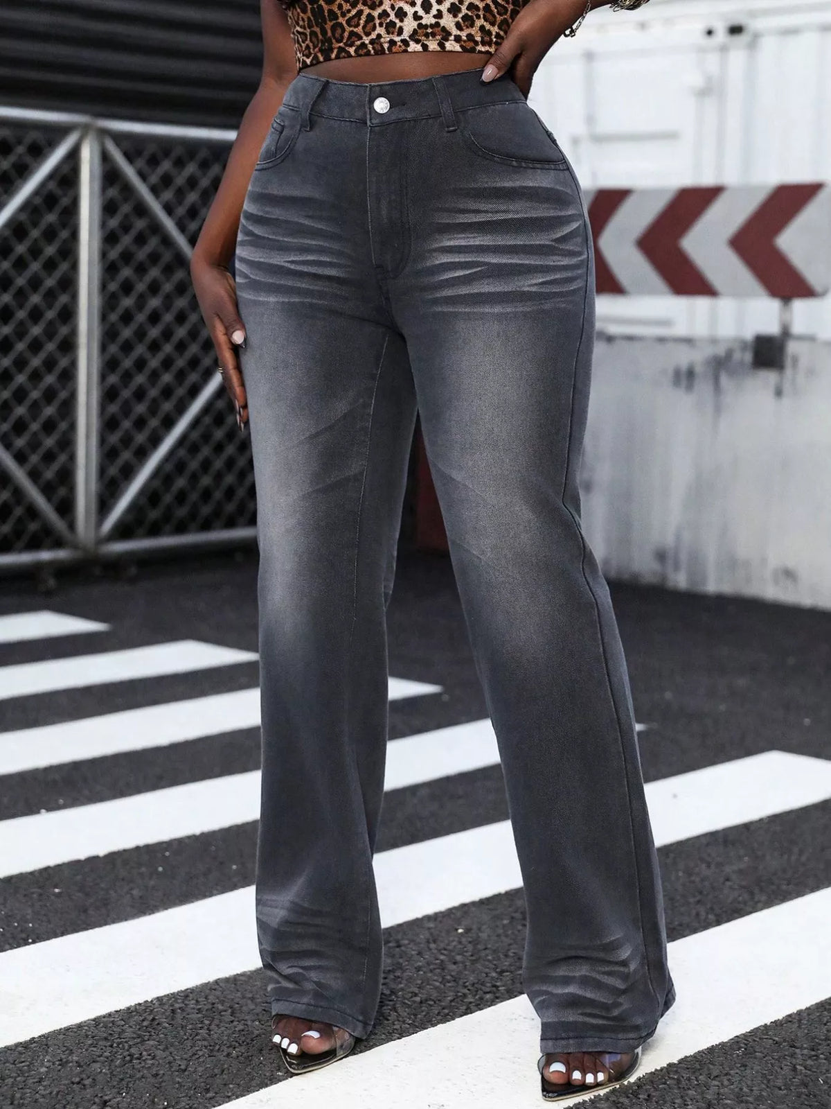 High Waist Straight Leg Jeans