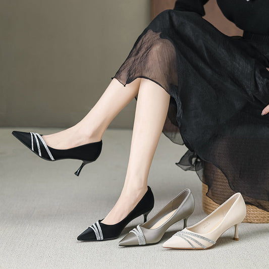 Zapatos de Mujer Elegantes de Tacón de Aguja Puntiagudo