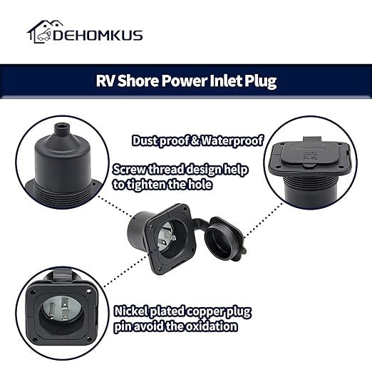 15 Amp Flanged Power Inlet – NEMA 5-15 125V – Weatherproof Trailer/RV
