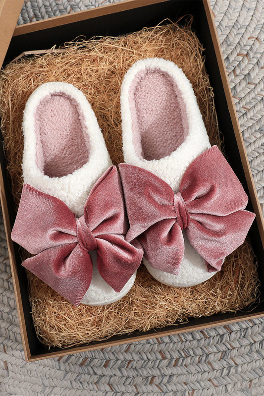 Pantuflas de Casa con Lazo Blanco Bonito y Suave