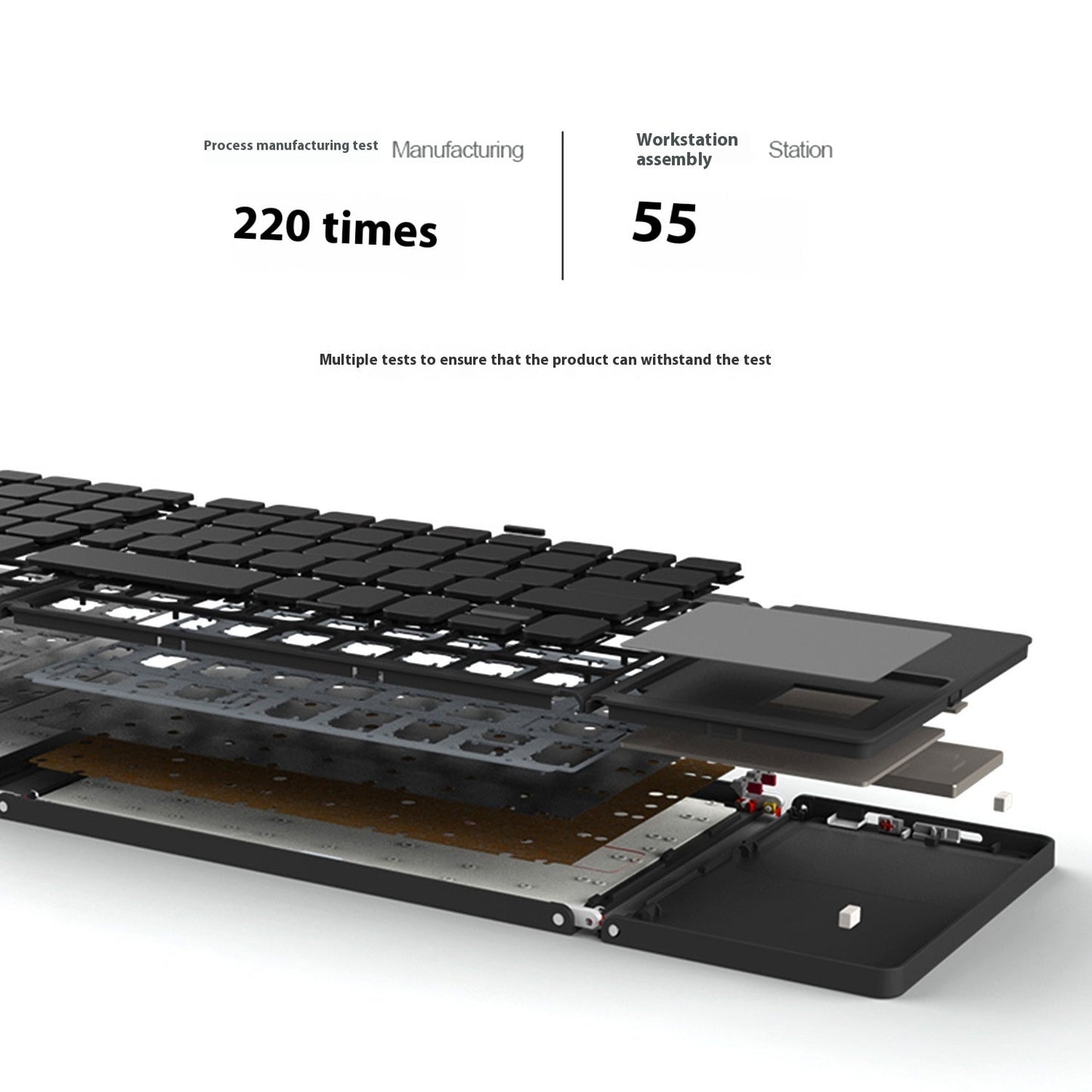 Mini Tri-fold Bluetooth Keyboard Portable Thin Touch
