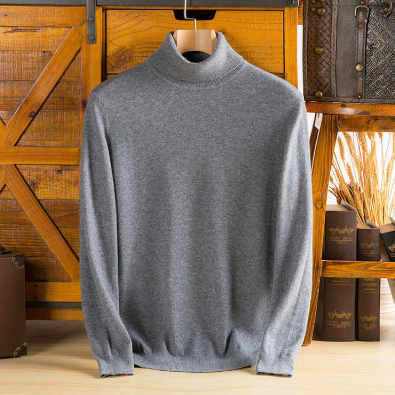 Mens Warm Turtleneck Knit Sweater For Layering