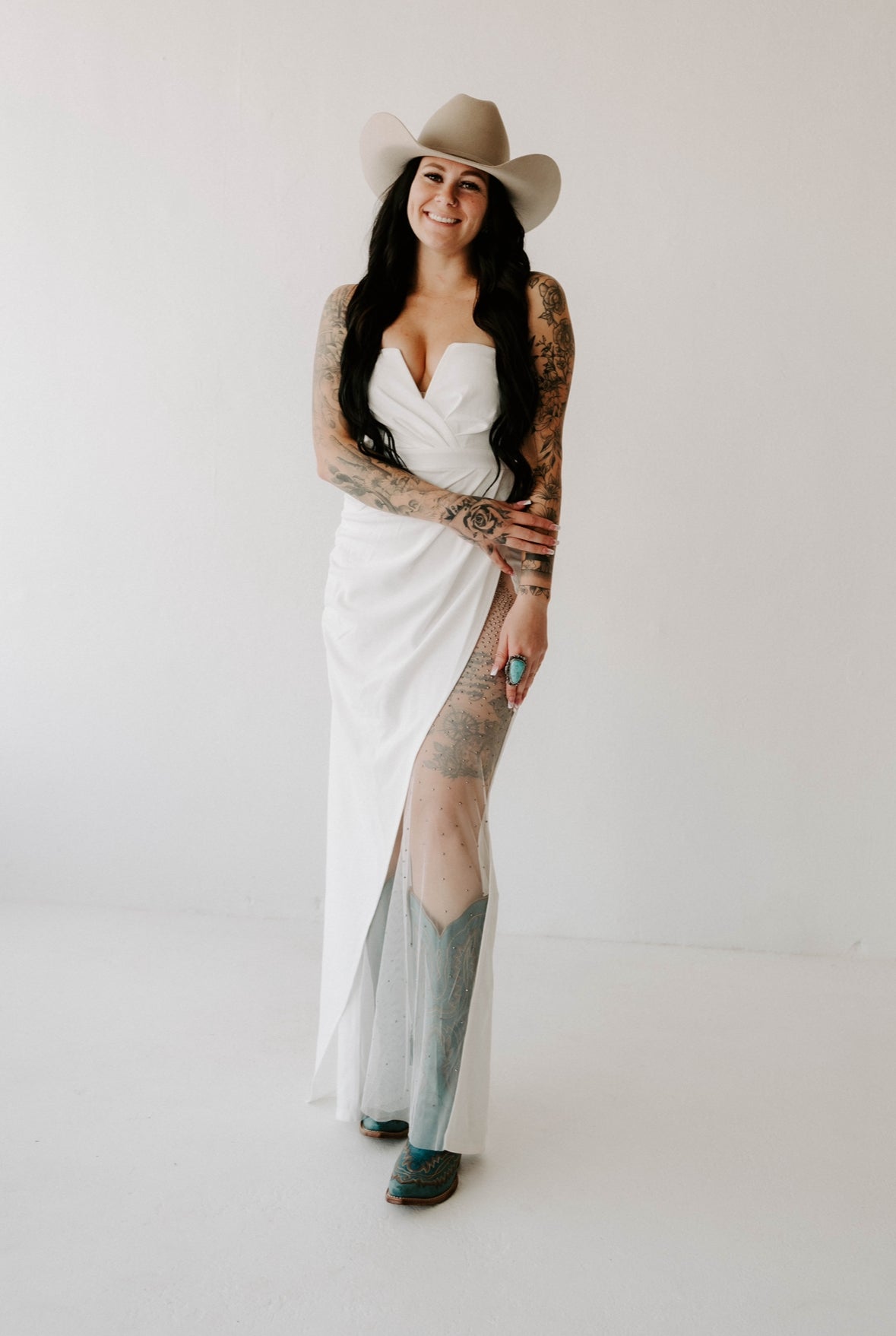Lillian's Rhinestone Mesh Maxi Dress