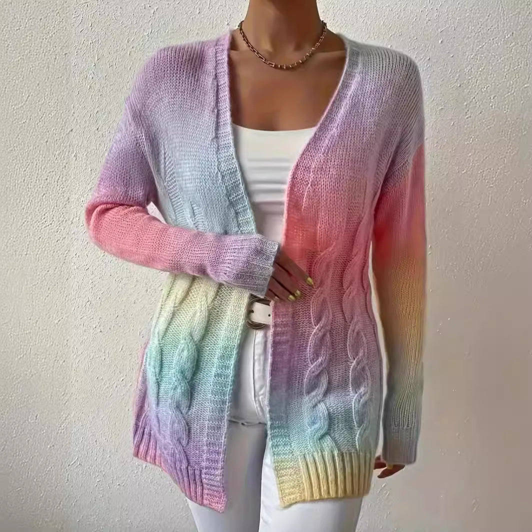 Cárdigan de punto a la moda con degradado para mujer de tallas grandes. Ver tabla de tallas en "más detalles"