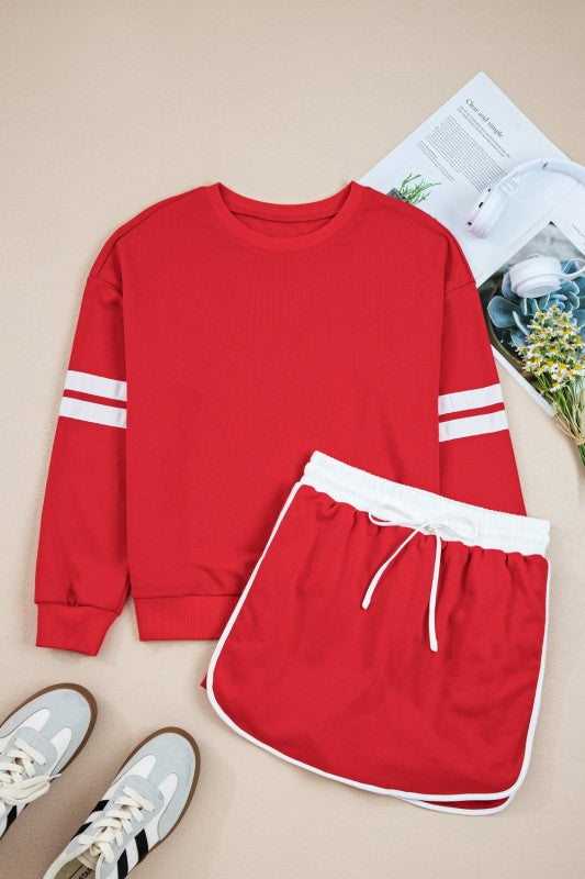 Conjunto de jersey y minifalda Varsity Stripe