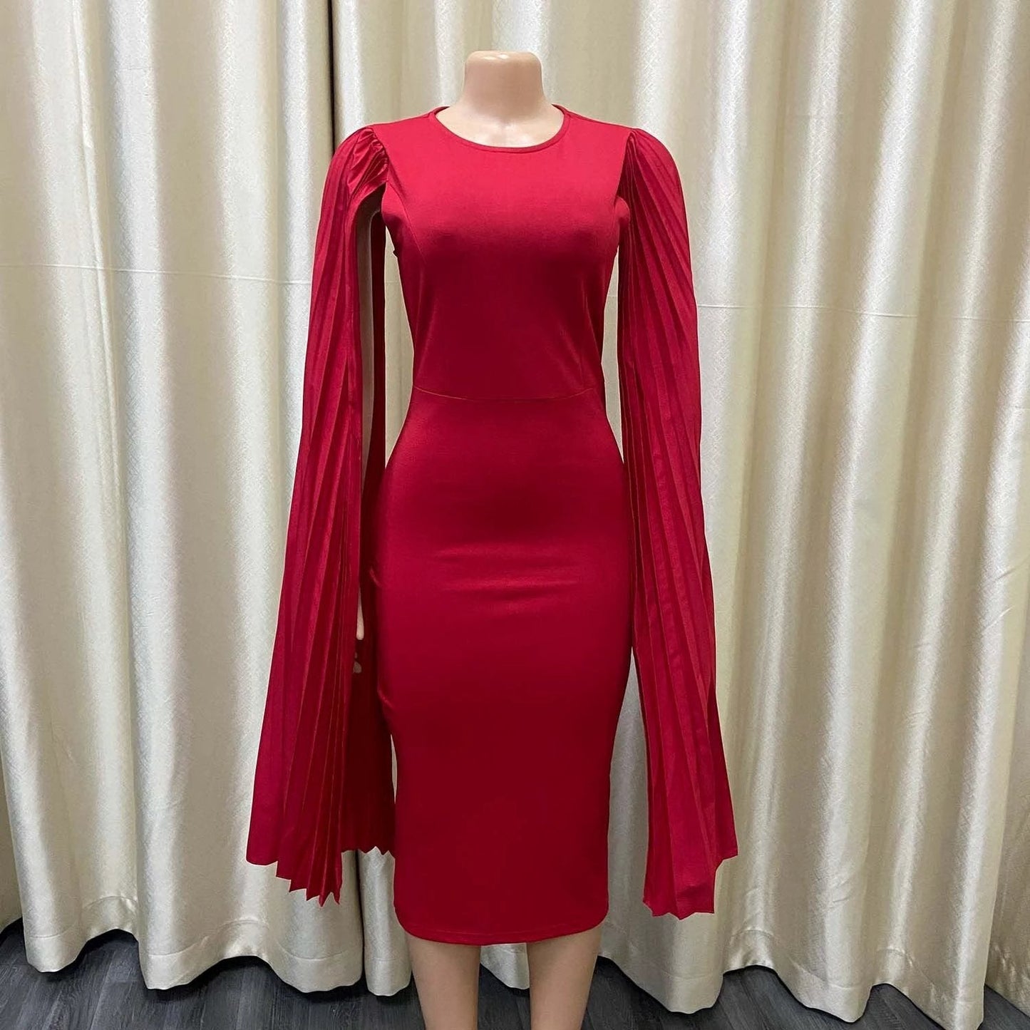 Fashion Pleated Cape Plus Size Gown