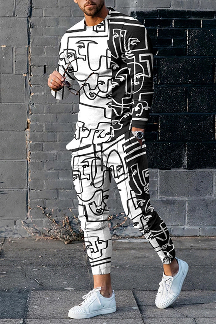 Traje de hombre deportivo informal de manga larga multicolor europeo y americano