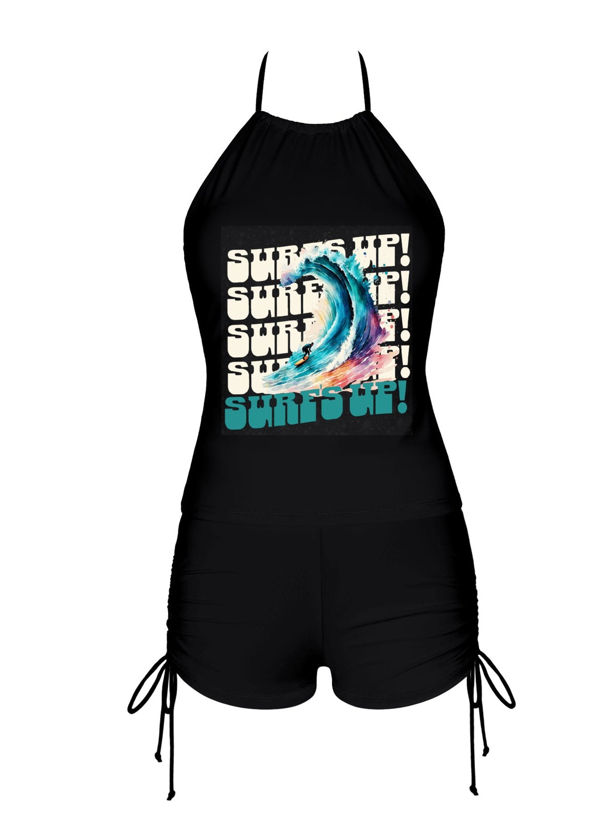 Surf's Up Tankini Swimsuit with Shorts for Women (Front Printing)