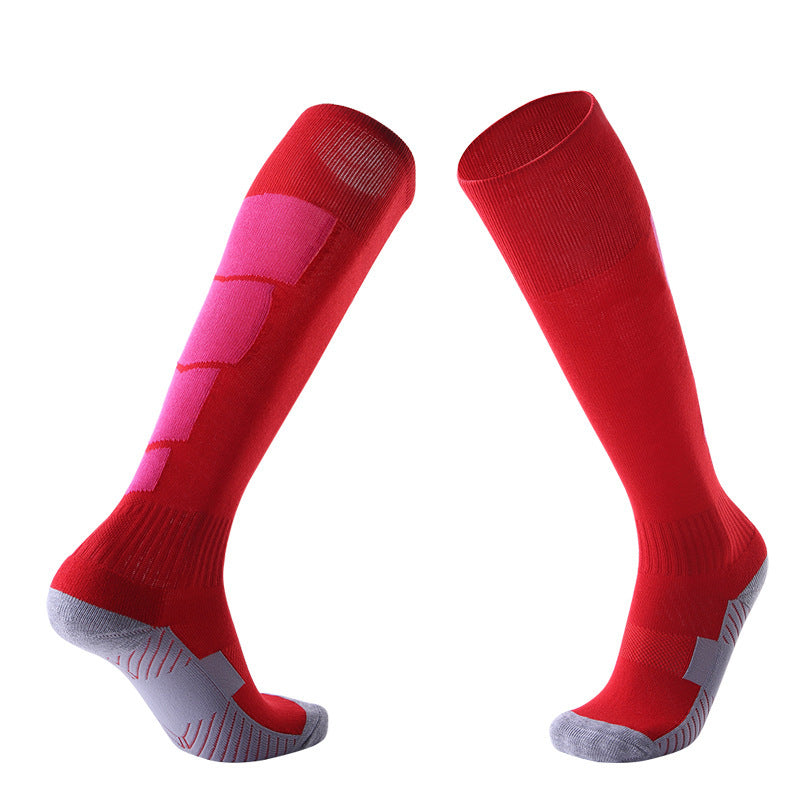 Cross-border Long-tube Sports Socks Thickened Non-slip Towel Bottom Mens Football Training Socks Sweat-absorbent Breathable Professional Football Socks