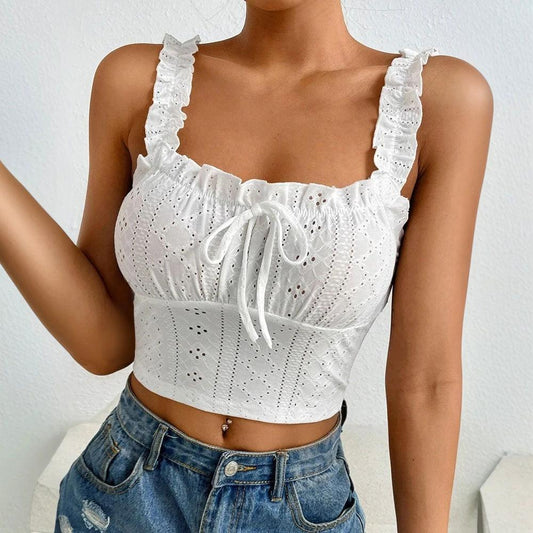Camisola elegante de encaje favorecedora para mujer